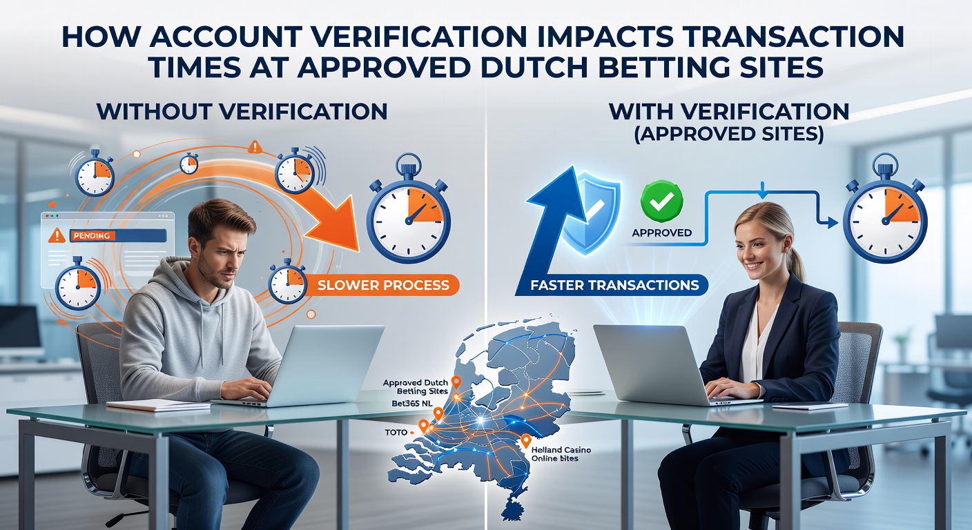 Grafiek die transactie tijden vergelijkt voor en na accountverificatie bij Nederlandse betting sites